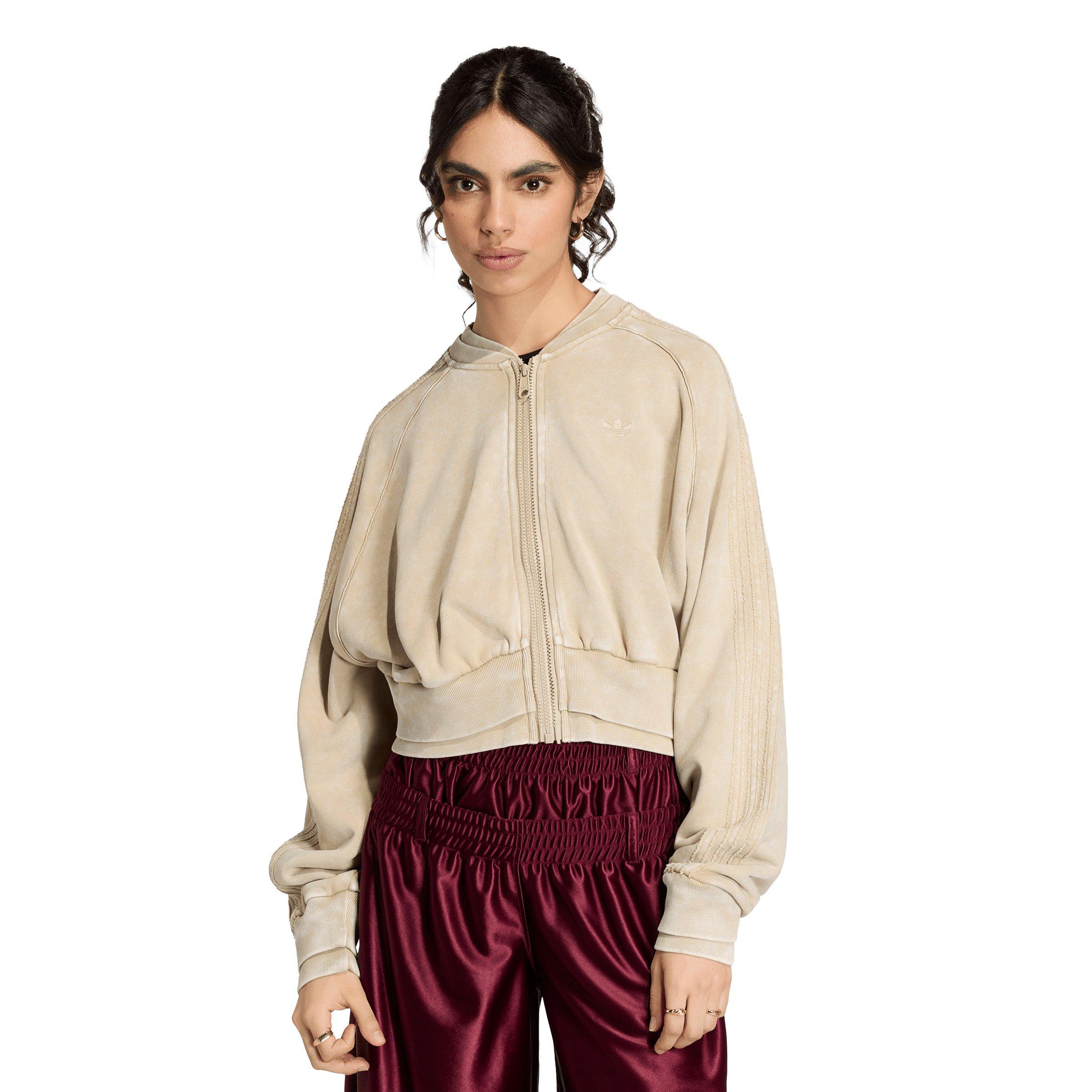 adidas Originals Women's Superstar Double Layered Cropped Track Top - Khaki - KHAKI